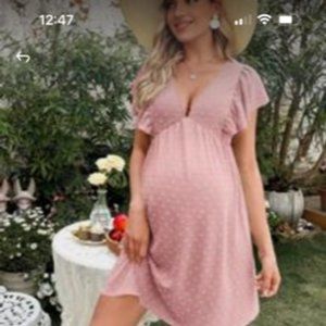 NEW Maternity Swiss Dot Butterfly Sleeve Dress